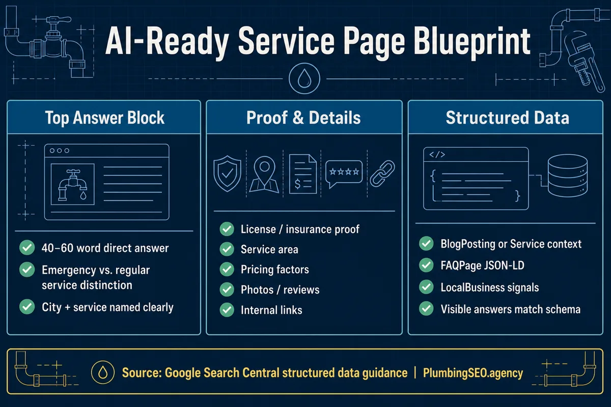 AI-ready service page blueprint for plumbers