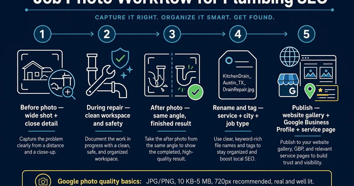 Before-and-after plumbing job photo workflow for SEO and customer trust