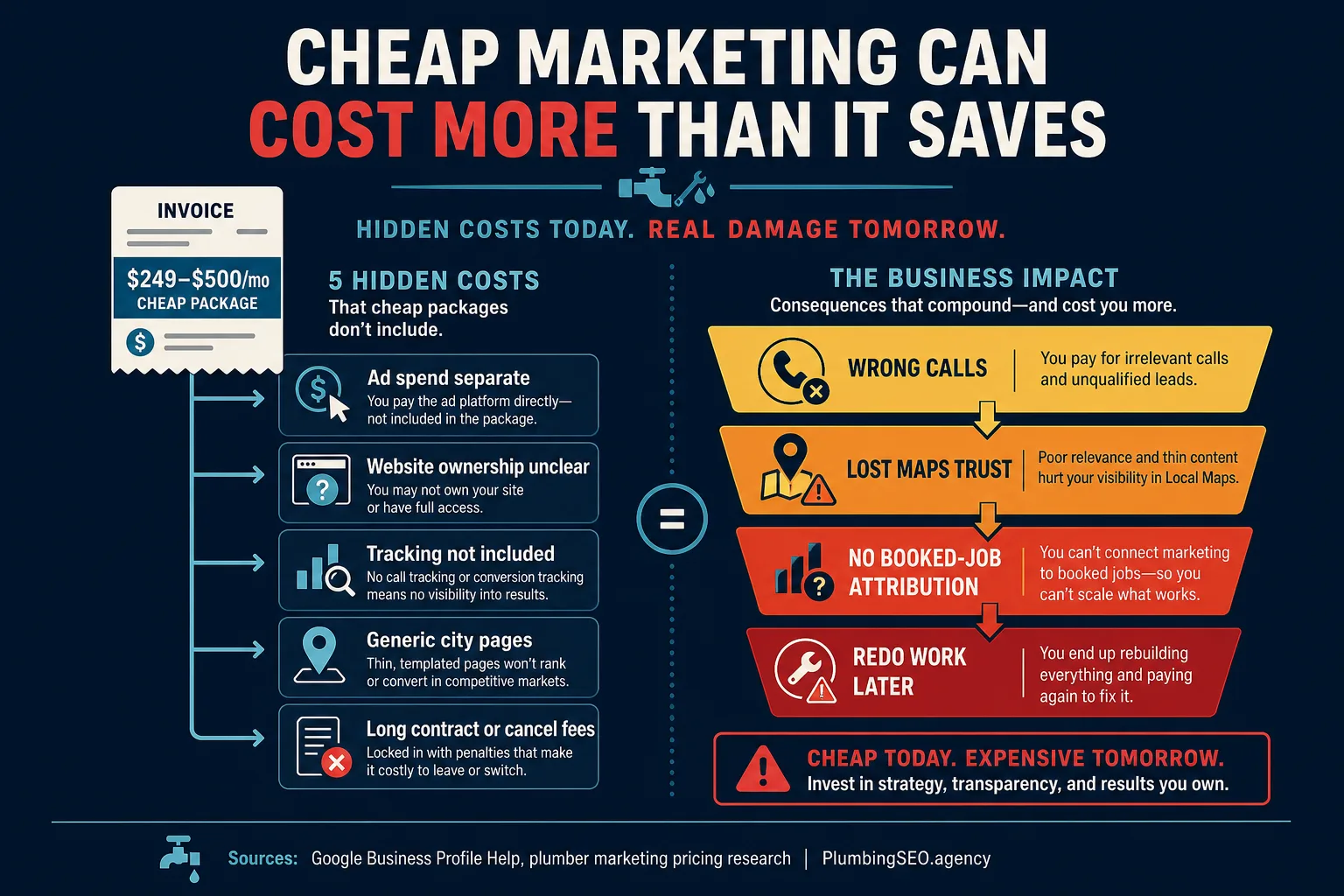 Hidden costs of cheap marketing services for plumbers