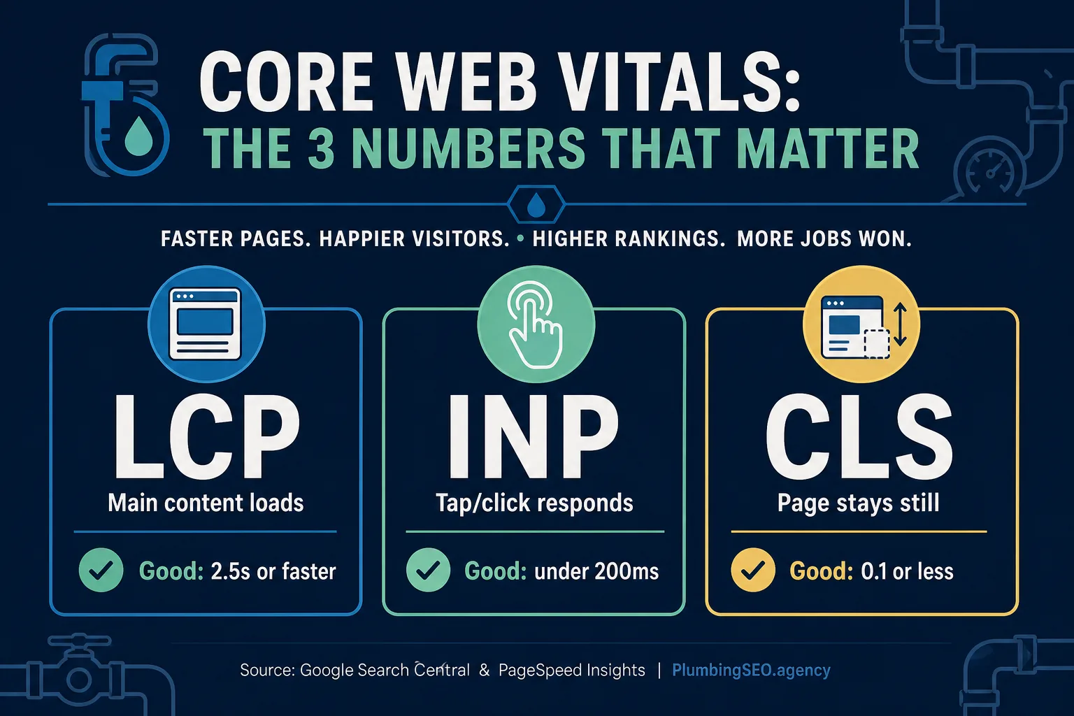Core Web Vitals metrics for plumbing websites