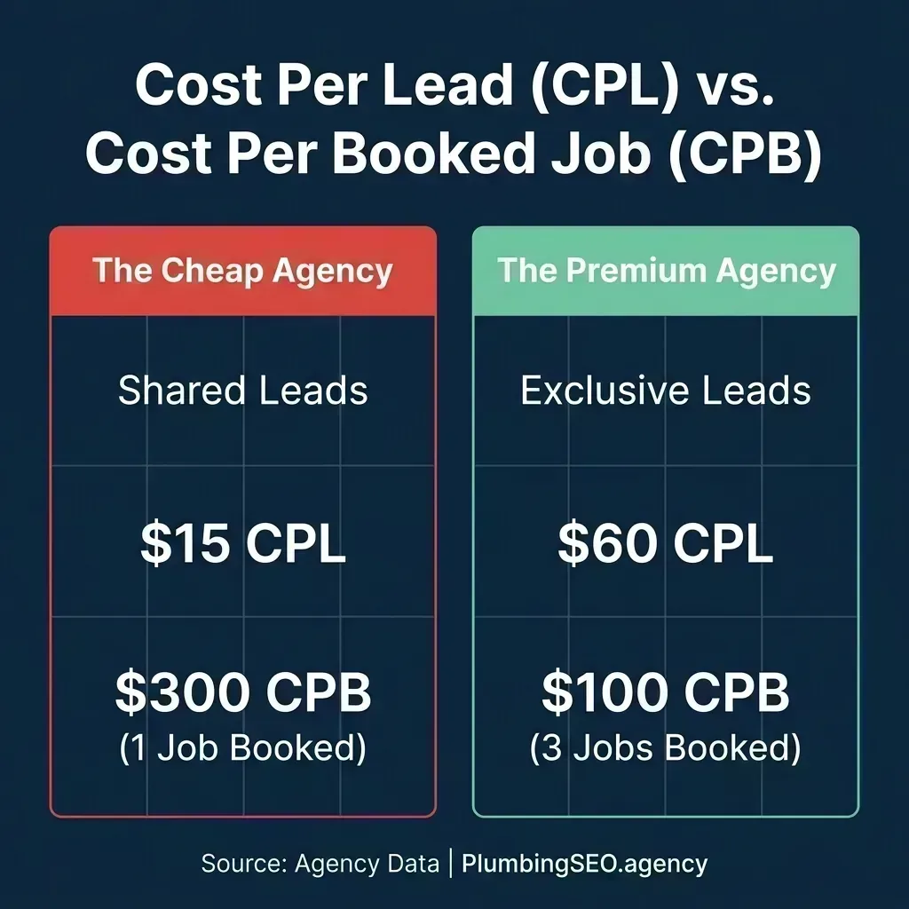 Cost Per Lead vs Cost Per Booked Job Comparison Chart