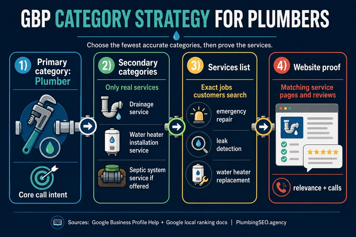 Google Business Profile category strategy for plumbers