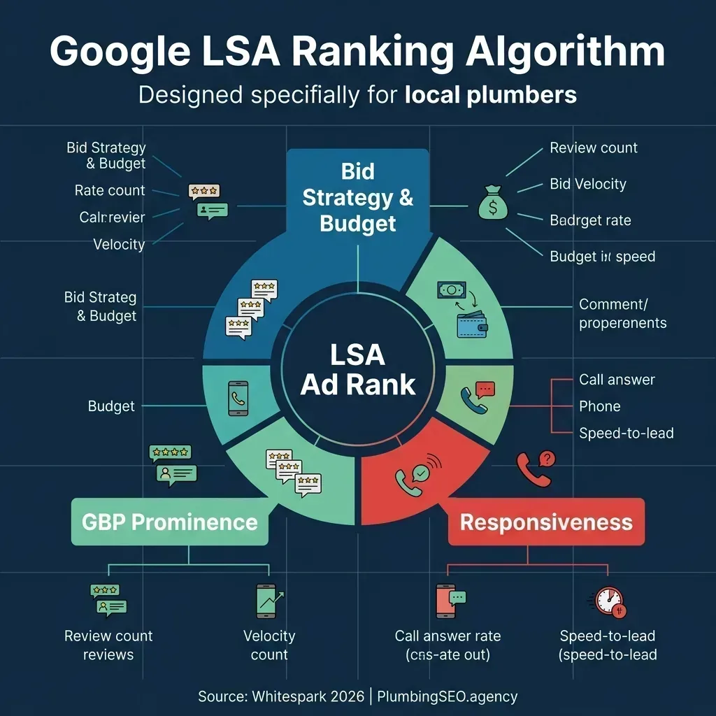 Google LSA ranking algorithm pillars flowchart infographic