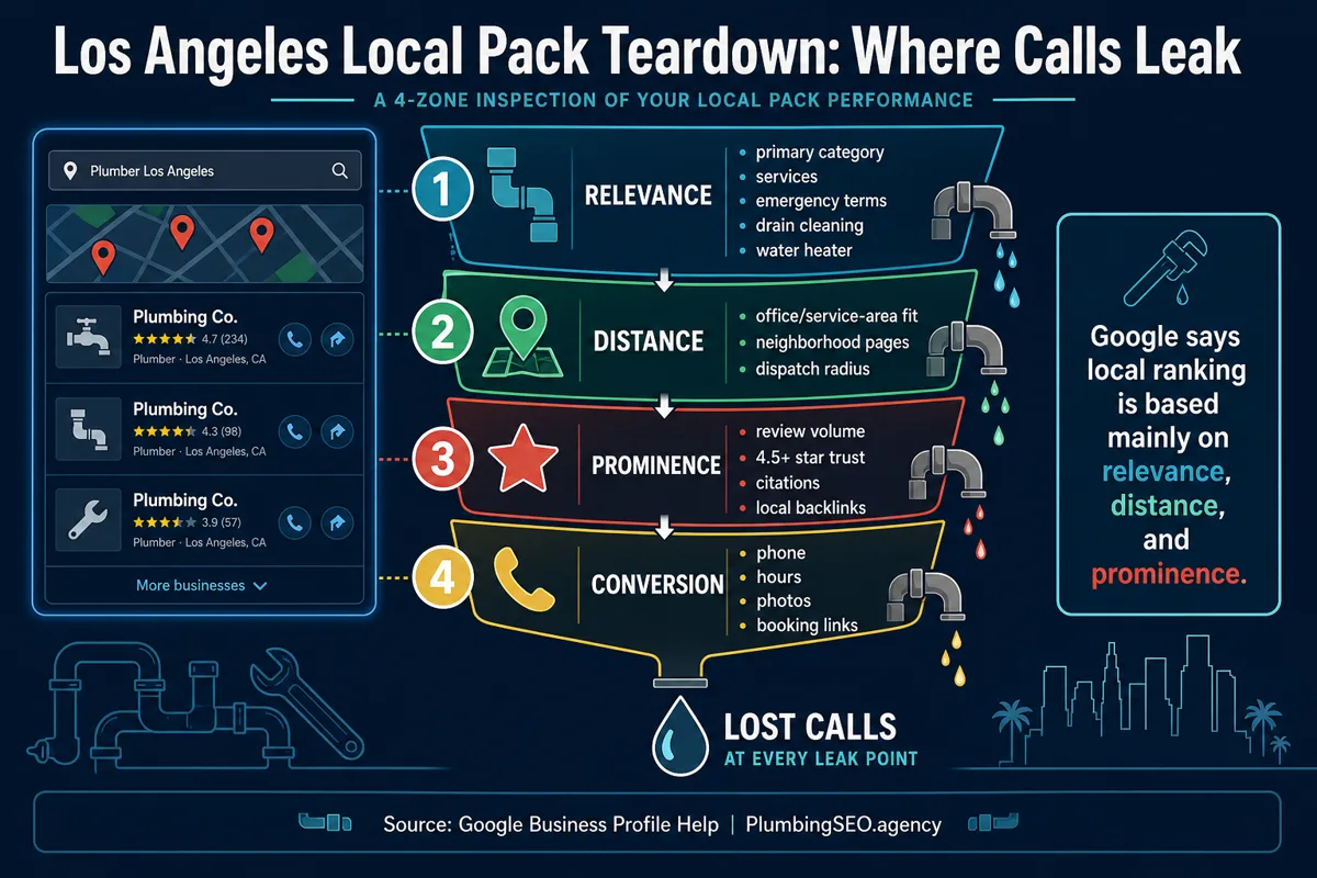 Los Angeles local pack teardown for plumbing SEO