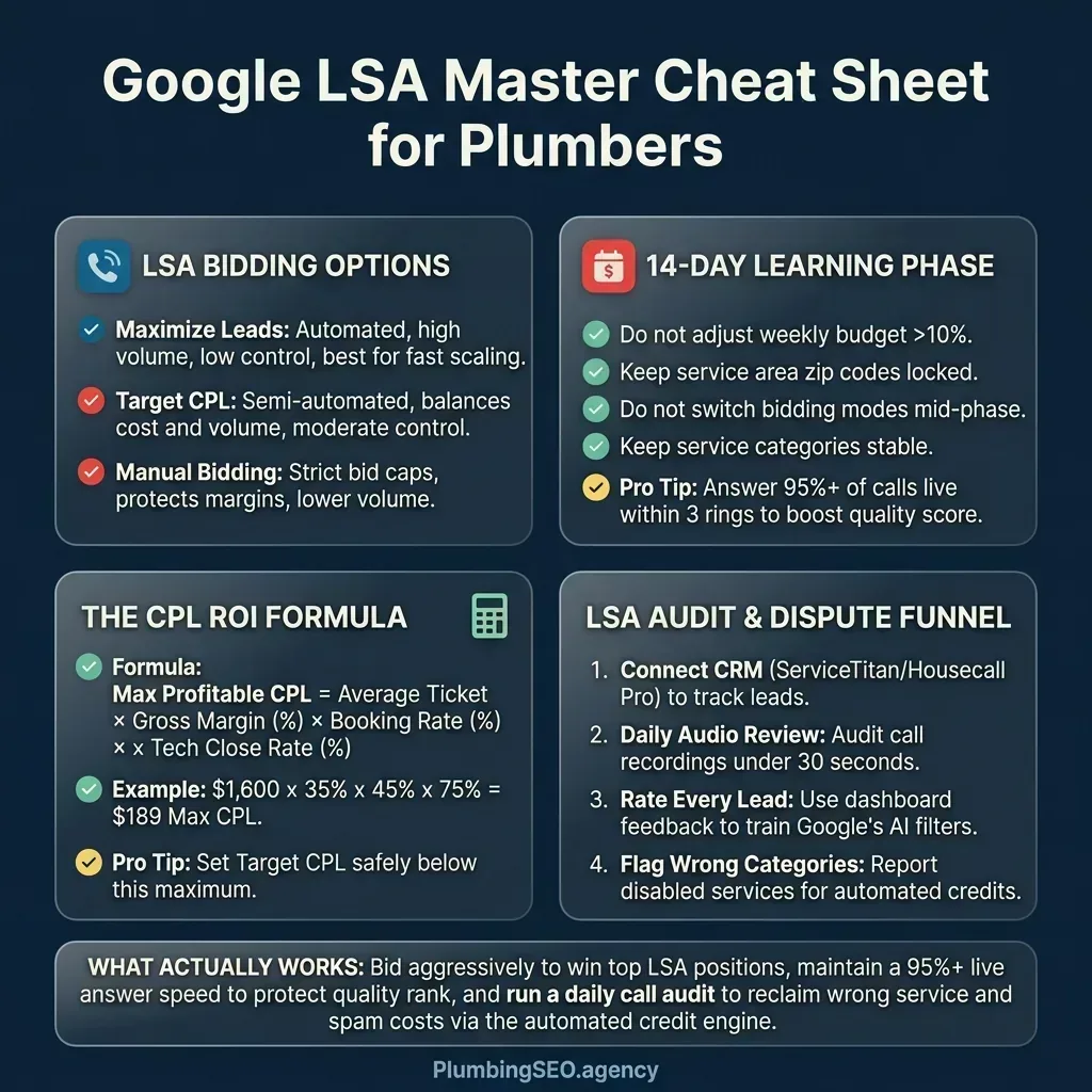 Google LSA Master Cheat Sheet for Plumbers