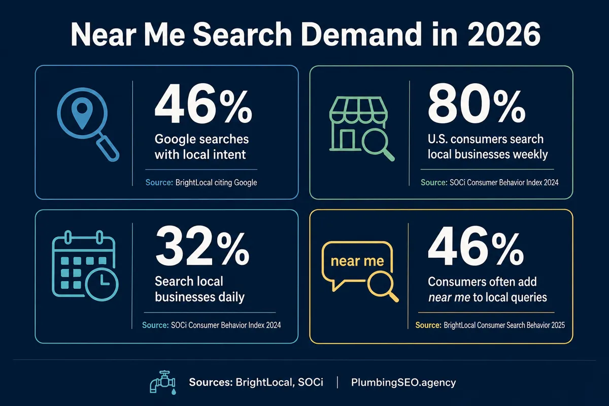 Near me search demand benchmarks infographic