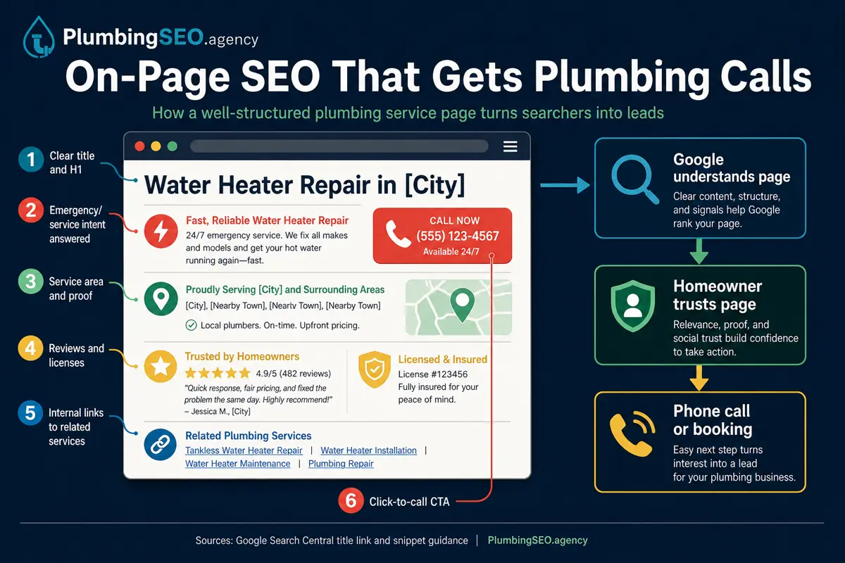 On-page SEO call path for plumbers