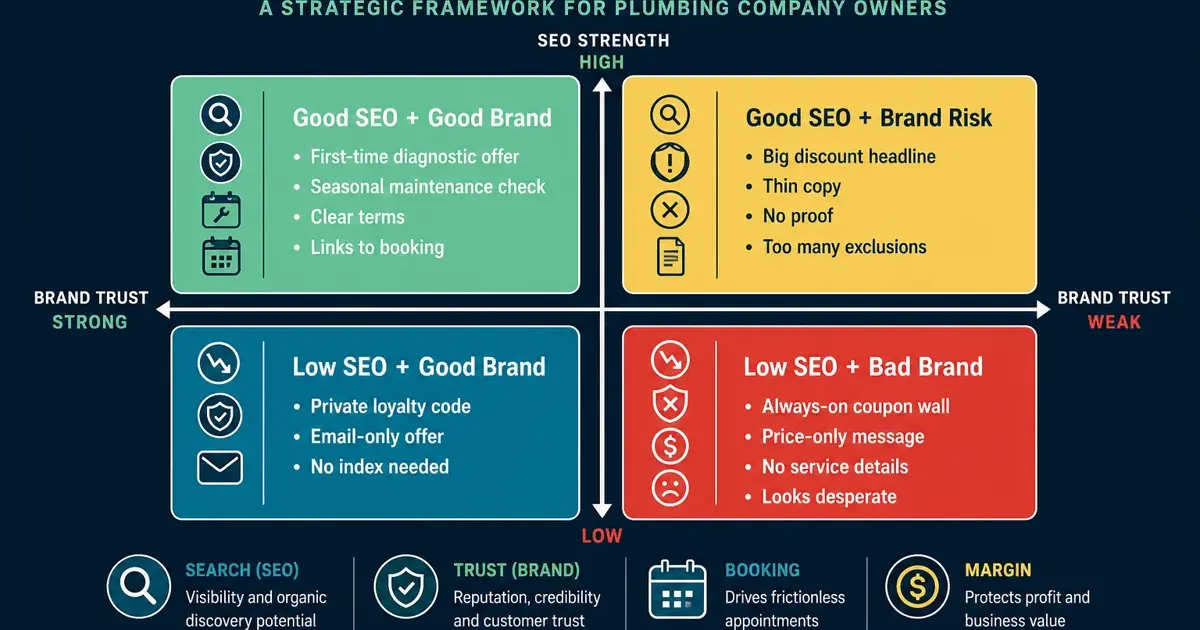 Plumber coupon page SEO decision matrix for discounts and brand trust