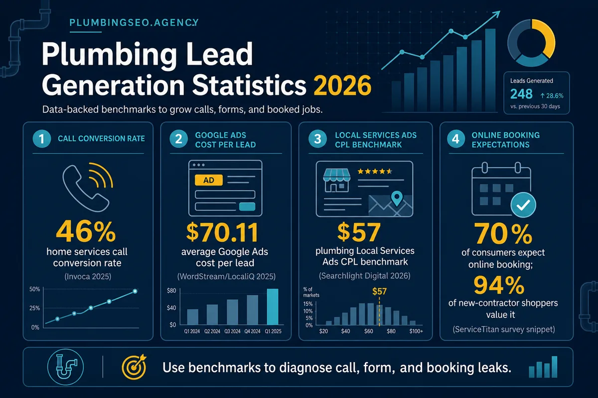 Plumbing lead generation statistics dashboard for 2026