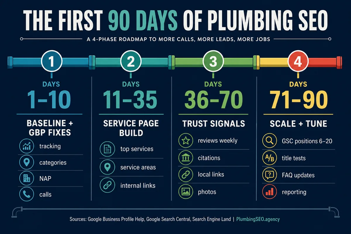 The first 90 days of plumbing SEO timeline for plumbing companies