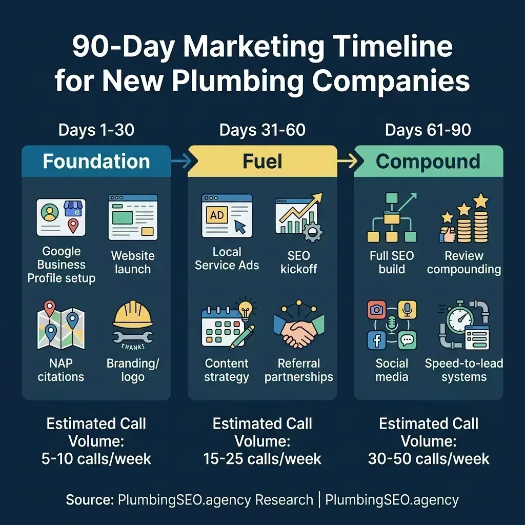 90-day marketing timeline for new plumbing companies