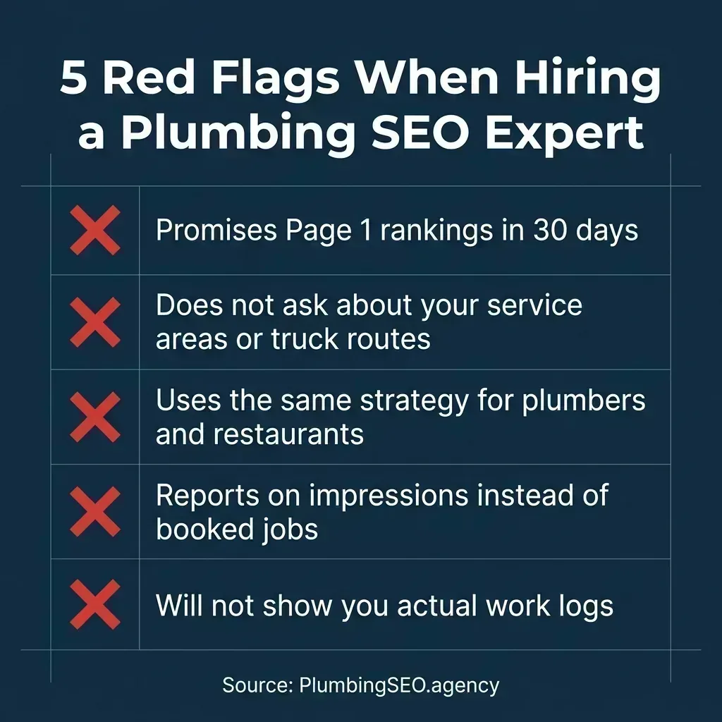 Red flags that an SEO provider is not a plumbing SEO expert