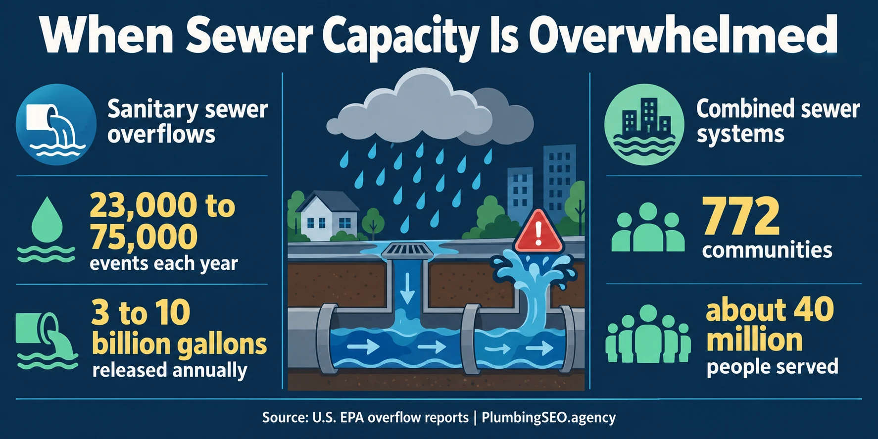 Comparison of annual sanitary sewer overflow estimates and combined sewer system community and population counts