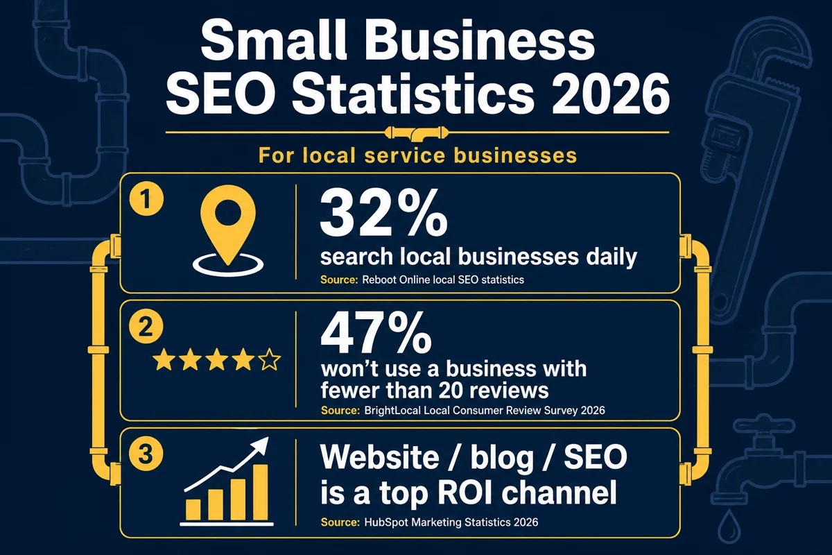 Small business SEO statistics infographic for 2026