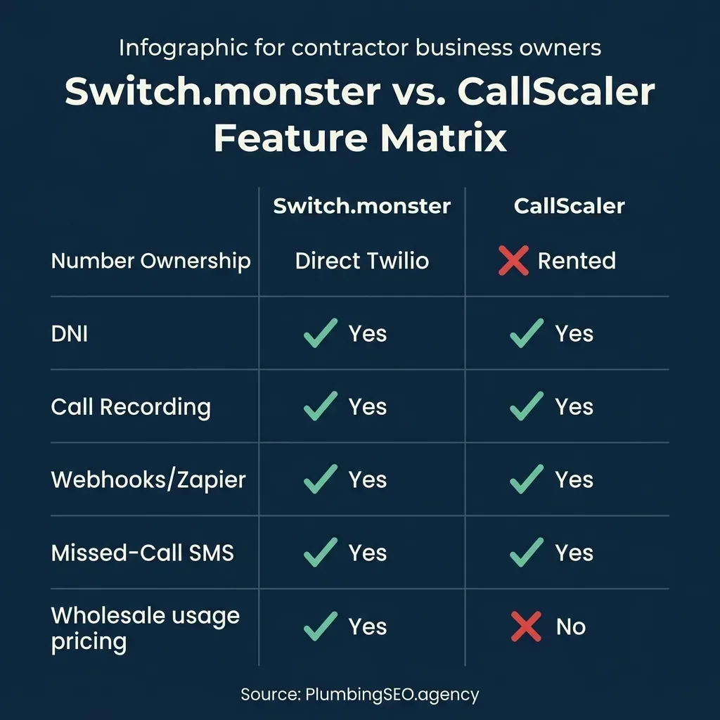 Switch.monster vs CallScaler Feature Matrix comparison checklist