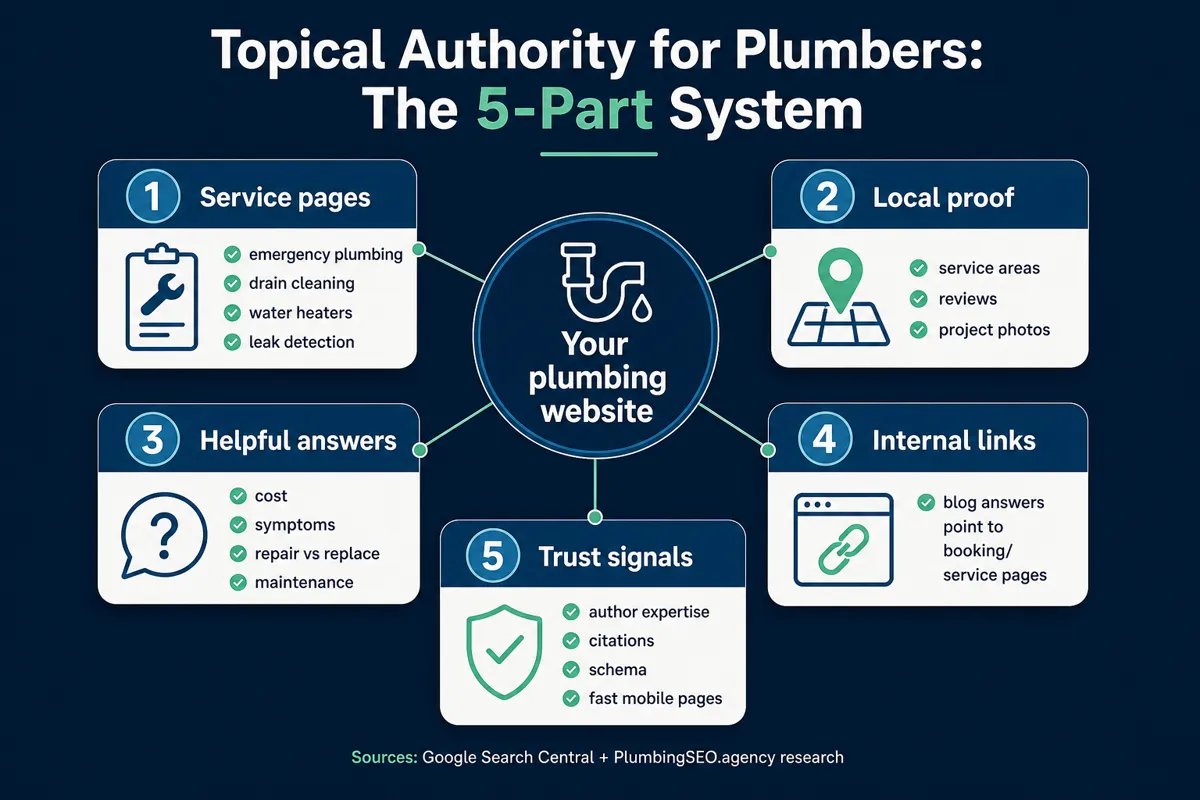 Topical authority system for plumbing websites