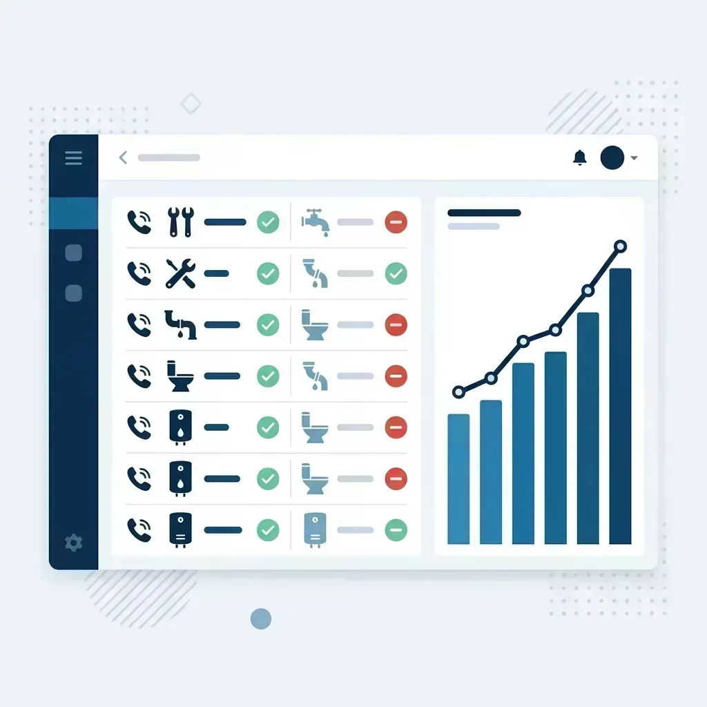 Call dashboard connecting plumbing SEO visibility to booked service calls and form leads