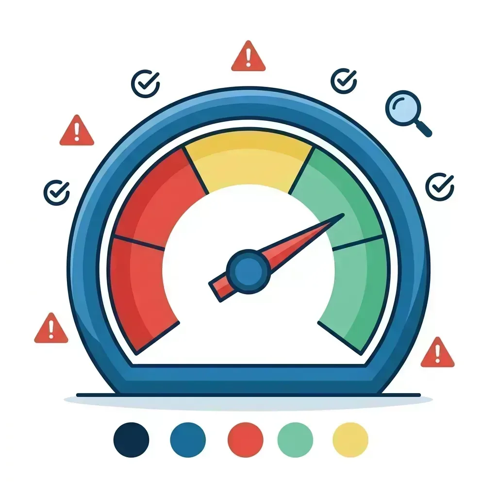 Pressure gauge showing SEO priority pressure points found in a free plumbing SEO audit