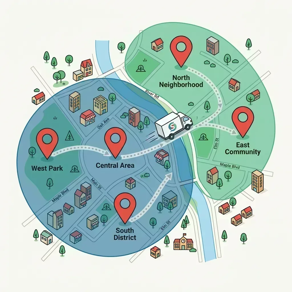 Local plumbing SEO route map showing service-area, crawl-path, and Google Maps audit priorities after a free SEO review