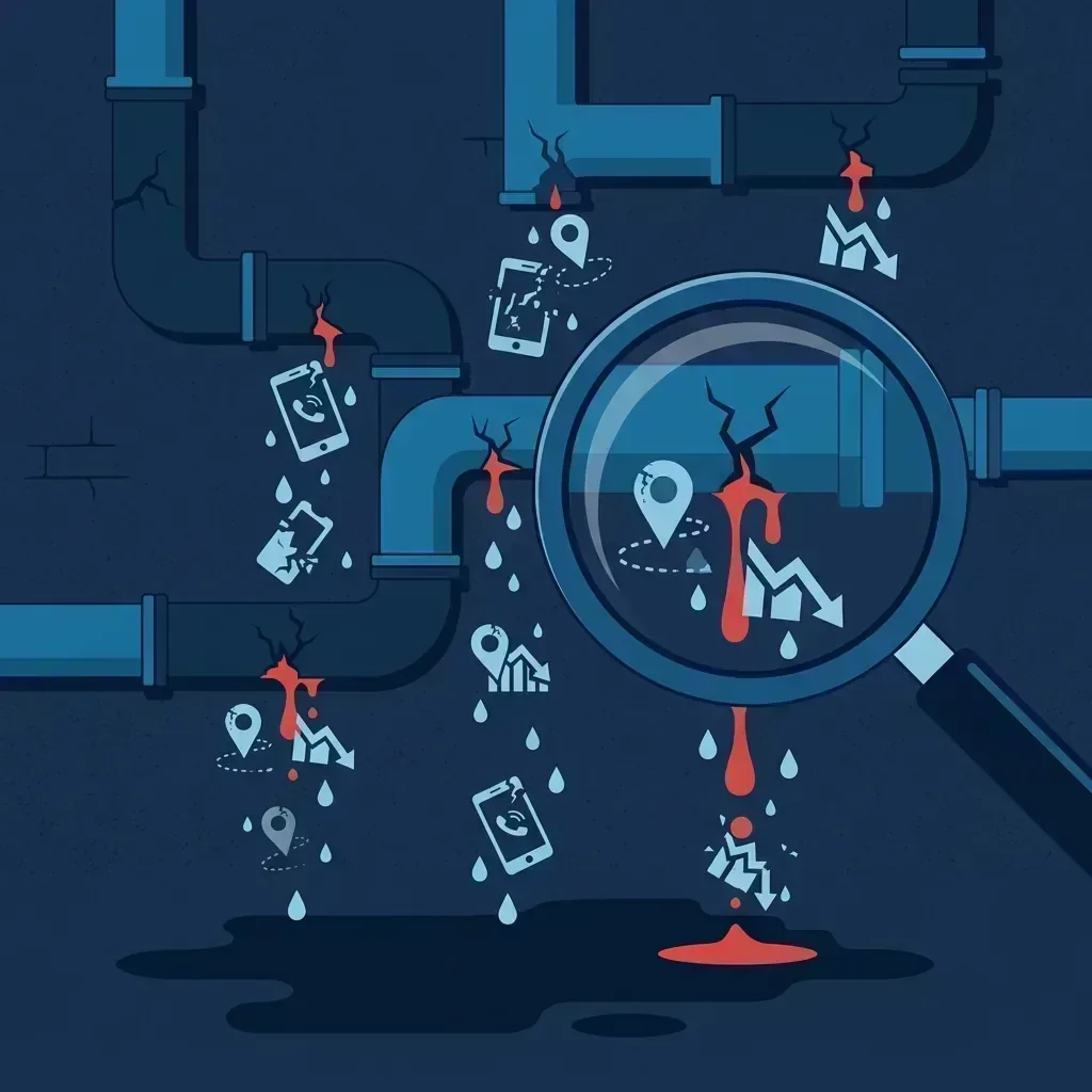 Free plumbing SEO audit dashboard reviewing discovered-not-indexed status, sitemap-only discovery, internal crawl paths, Google Maps visibility, and booked-call conversion leaks